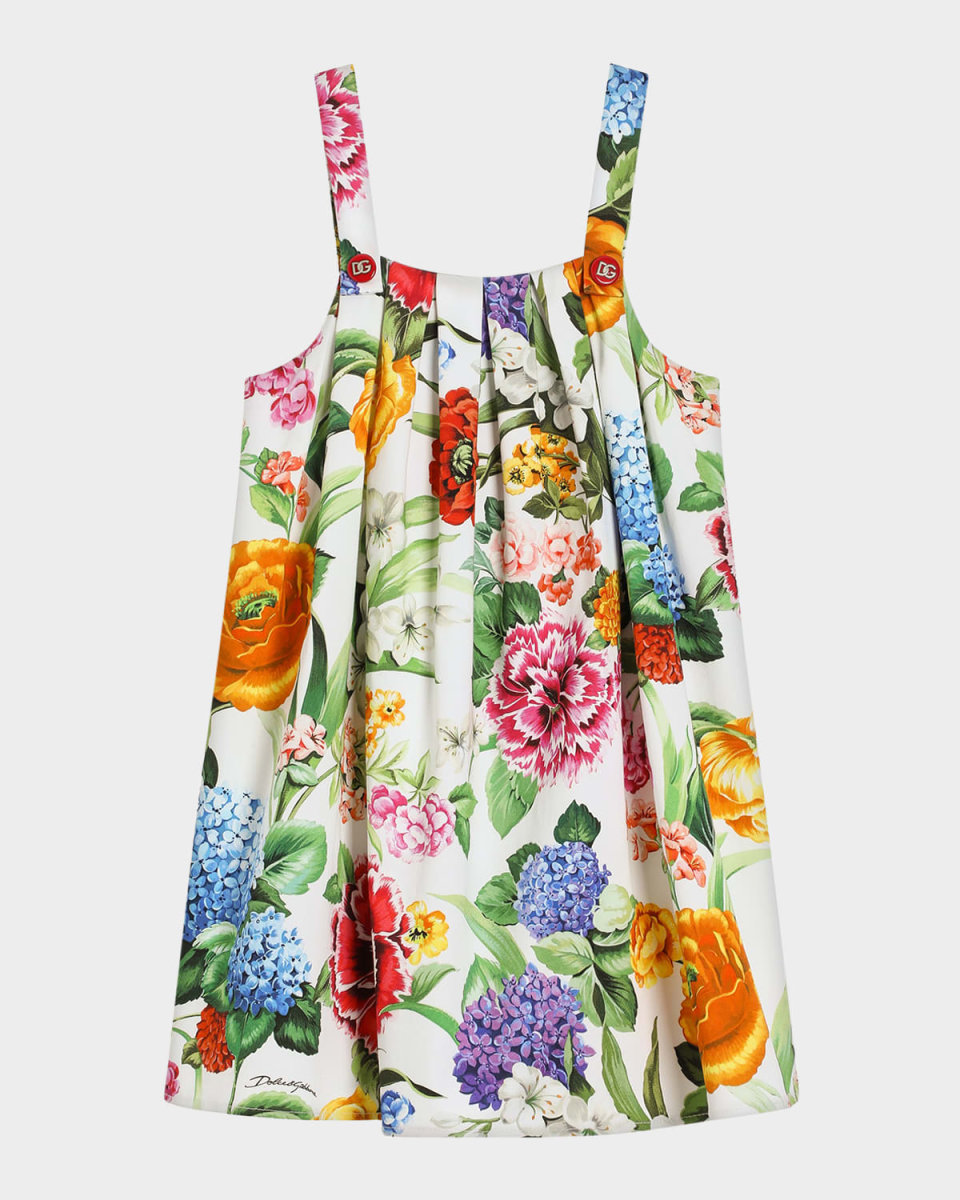 Girl's Floral-Print Pleated Dress, Size 8-
